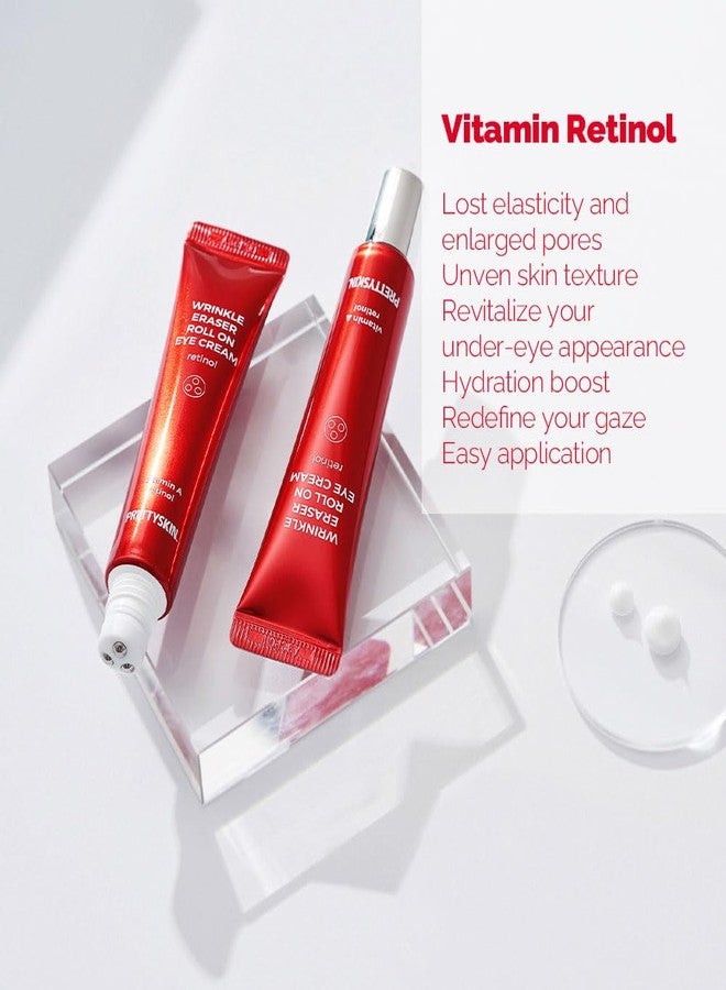 PRETTYSKIN Roll On Eye Cream with Vitamin A and Stainless Steel ball Tip- Under Eye Roller Cream for Elasticity Wrinkles Puffiness Fine Lines-Korean eye cream 30ml/1.01fl.oz. (Retinol) - Image 2